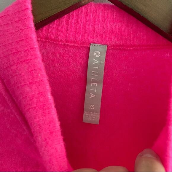 Athleta | Women’s Transit Crew Sweater Merino Wool Pullover Neon Hot Pink Bright - Picture 4 of 10